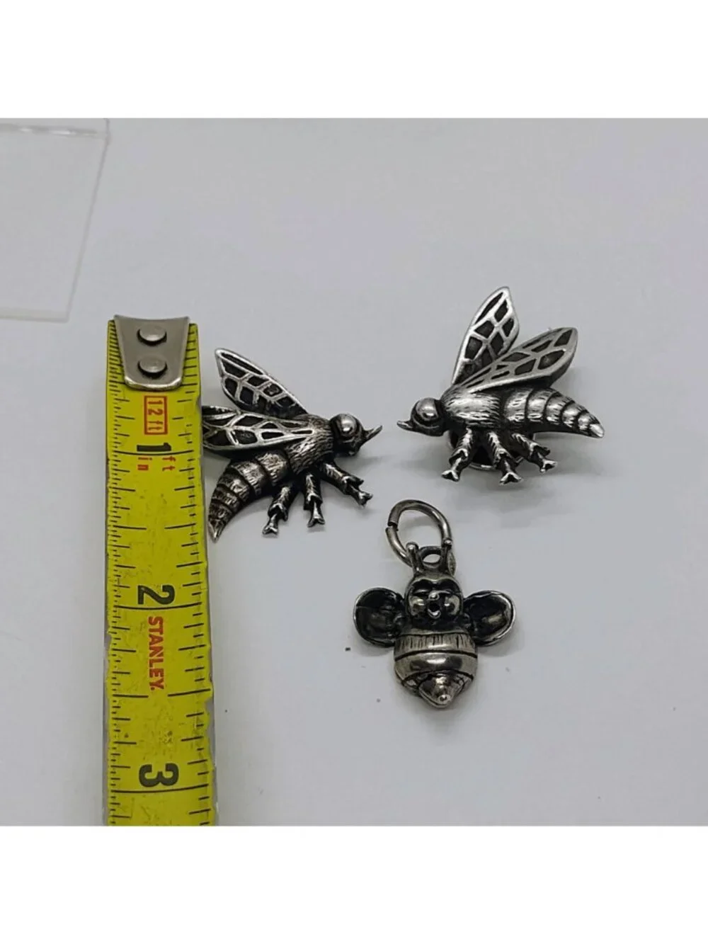 Vtg Sterling Silver Bee Wasp Jewelry Lot Pendant Brooch/Pin Pocket/Shoe Charm
